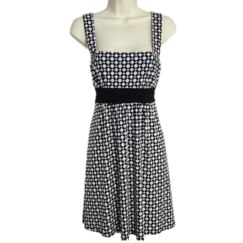 My Michelle Dress Floral Geo Pattern Tie Back Black Size M